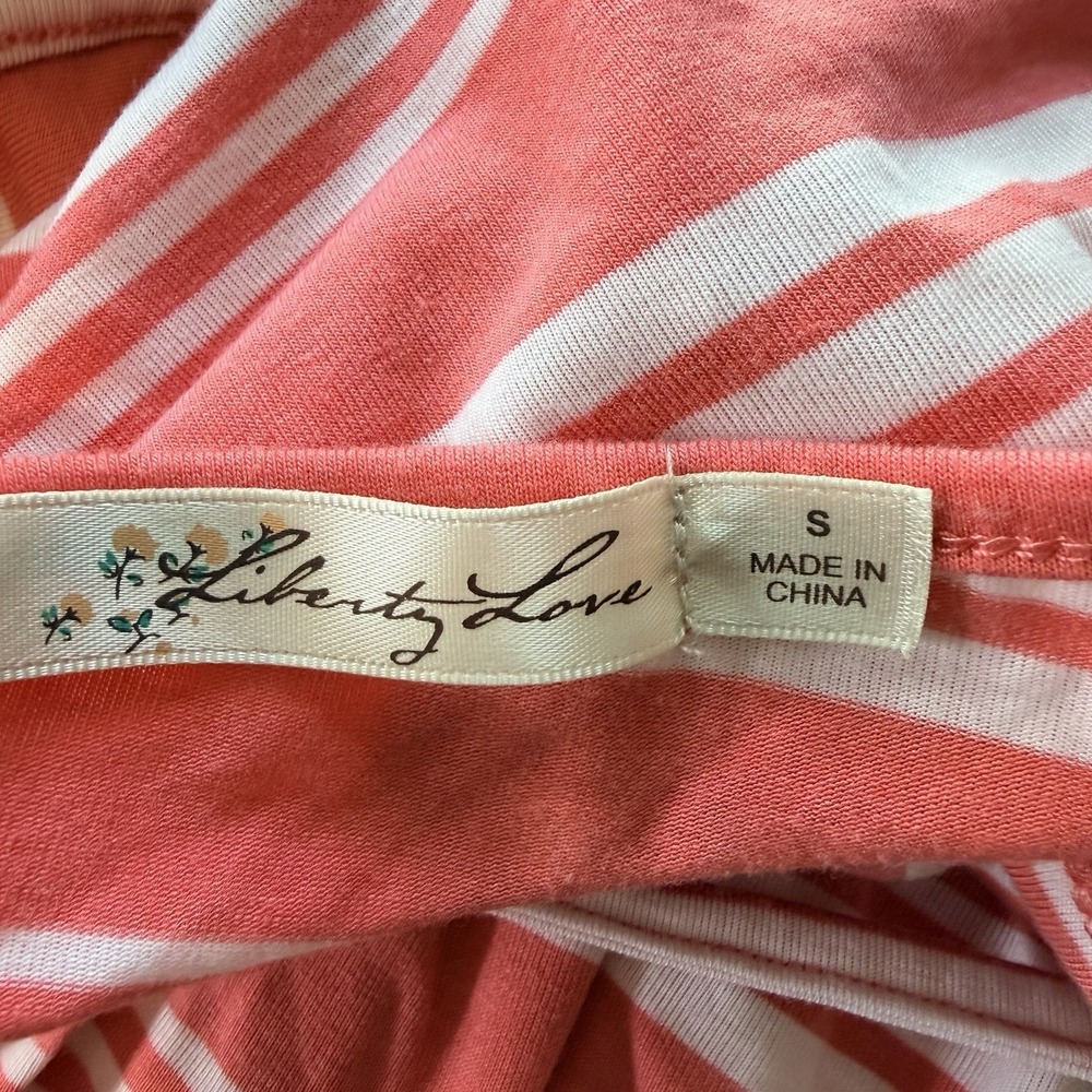 Liberty Love Small Peach & White Stripe Sleeveless V-Neck Maxi Dress - Picture 6 of 8